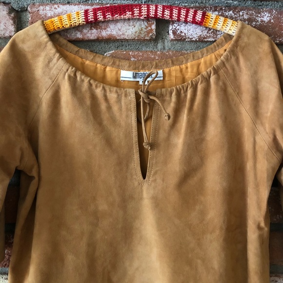 Vintage 1980s I. Magnin Sheepskin Suede Blouse - Picture 6 of 7